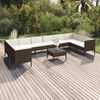 vidaXL Set Divani da Giardino 11 pz con Cuscini in Polyrattan Marrone