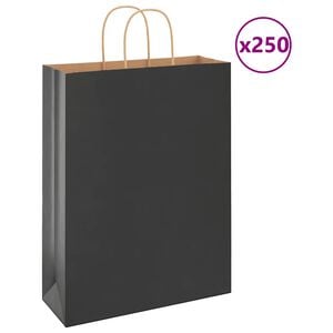 vidaXL Sacchetti di Carta 250 pz con Manici Neri 32x12x42 cm