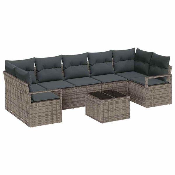vidaXL Set di divani 8 pcs Grigio polyrattan