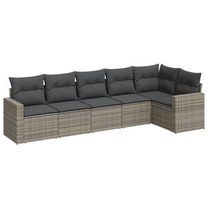 vidaXL Set Divano da Giardino 6 pz con Cuscini Grigio in Polyrattan