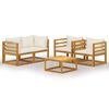 vidaXL Set Divani da Giardino 5 pz con Cuscini Crema Massello Acacia