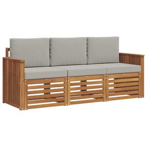vidaXL Set divani 3 pz Grigio Naturale e Chiaro
