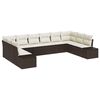 vidaXL Set Divano da Giardino 10 pz 9-Numero di posti Marrone e Crema