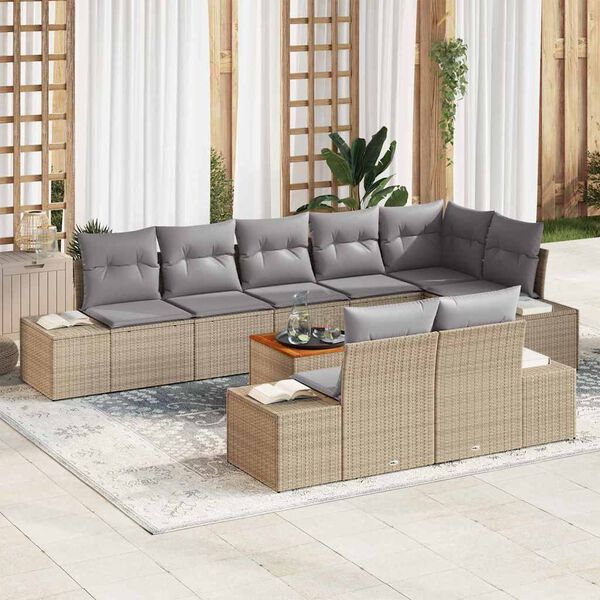 vidaXL Set Divano da Giardino 9 pcs beige e grigio chiaro