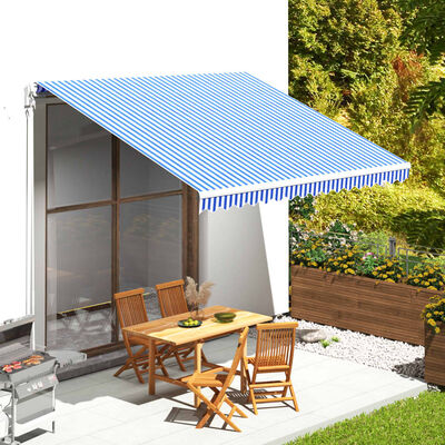 vidaXL Tessuto di Ricambio per Tenda da Sole Blu e Bianco 4x3,5 m