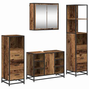 vidaXL Set di mobili per il bagno 4 pz Legno vecchio 80 x 33 x 60 cm