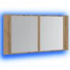 vidaXL Mobile Specchio LED Rovere Artigianale 90x12x45 cm Multistrato