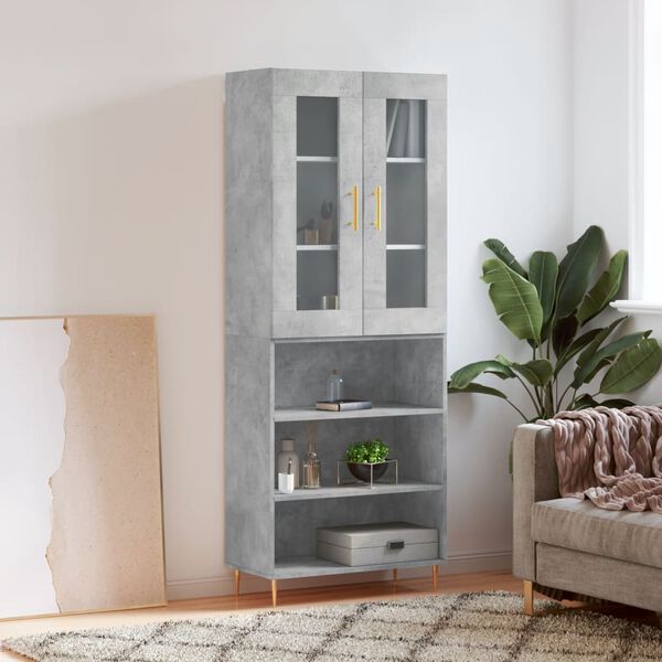 vidaXL Credenza Grigio Cemento 69,5x34x180 cm in Legno Multistrato