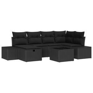 vidaXL Set Divano da Giardino con cuscino 7 pcs Nero polyrattan