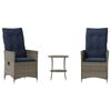 vidaXL Set da Bistrot 3 pz con Cuscini Grigio in Polyrattan