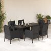 vidaXL Set da Pranzo da Giardino 7 pz Nero con Cuscini in Polyrattan