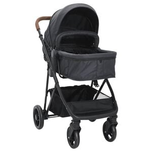 vidaXL Passeggino 2 in 1 Antracite e Nero in Acciaio