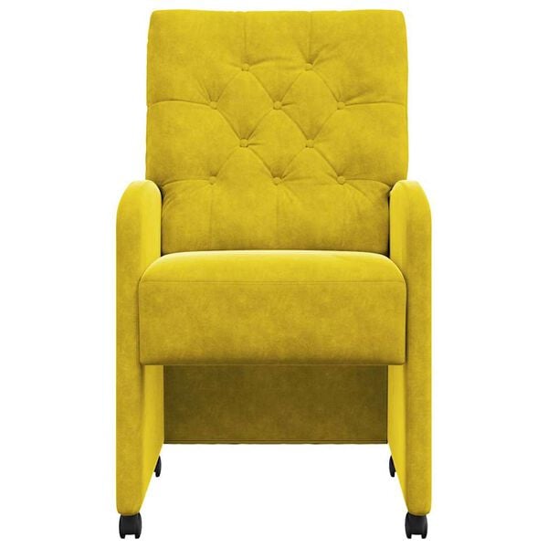 vidaXL Sedie da Pranzo con Ruote 2 pcs Giallo 58 x 67 x 97 cm Velluto