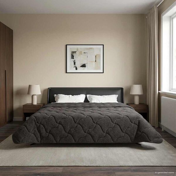 vidaXL Piumone Completo Annuale Trapuntato Antracite 220 x 240 cm