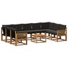 vidaXL Set di divani da esterno con cuscino 10 pcs Naturale e Nero