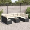 vidaXL Set di divani con cuscino 10 pcs Nero polyrattan