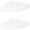 vidaXL Mensole Angolari Sospese 2 pz Bianco Lucido 25x25x3,8 cm MDF