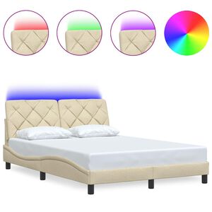 vidaXL Giroletto con LED senza Materasso Crema 120x200 cm Tessuto