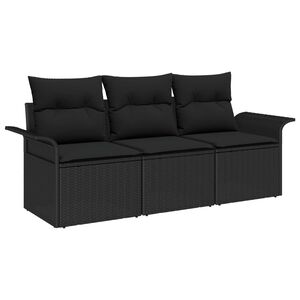 vidaXL Set di divani con cuscino 3 pcs Nero polyrattan