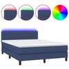 vidaXL Letto a Molle con Materasso e LED Blu 140x190 cm in Tessuto