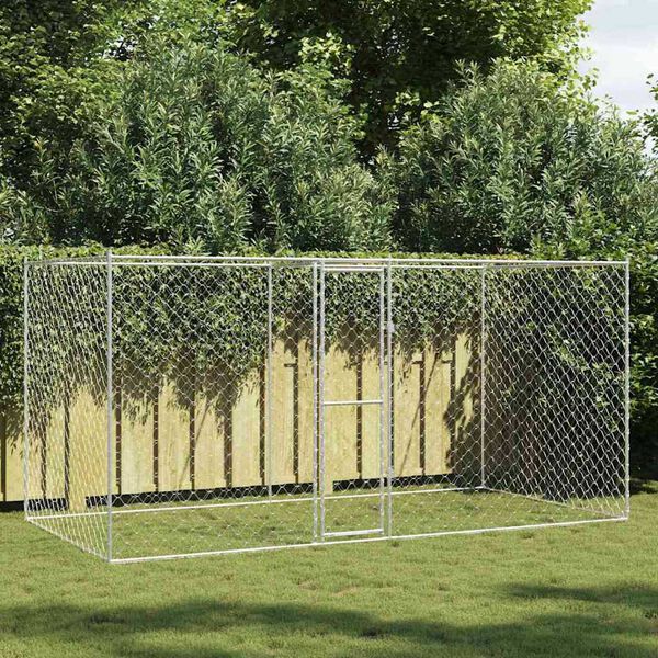 vidaXL Gabbia per cani Argento 400 x 200 x 256 cm Acciaio zincato