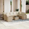 vidaXL Set Divano da Giardino 10 pz con Cuscini Beige in Polyrattan