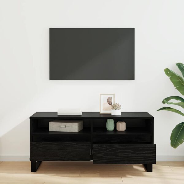 vidaXL Mobile TV con cassetto Rovere Nero 100 x 34,5 x 44,5 cm