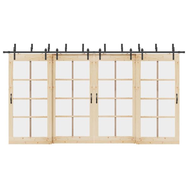 vidaXL Kit di Binari per Porte Scorrevoli 427 cm Acciaio Nero