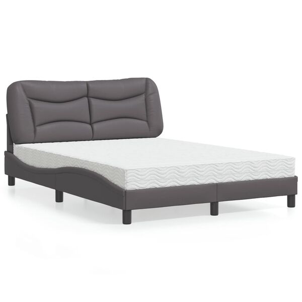 vidaXL Letto con Materasso Hvar Grigio 140x190 cm in Similpelle