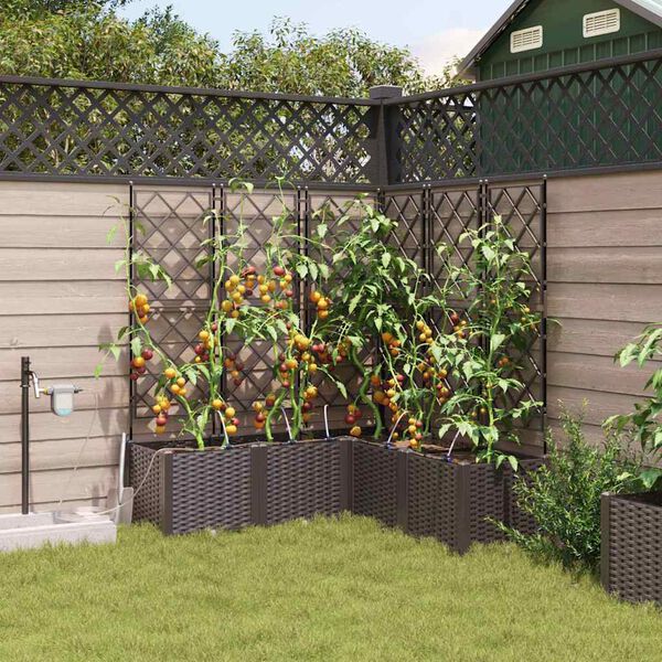 vidaXL Vaso da giardino 5 pcs Marrone Acciaio