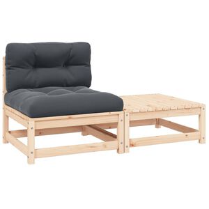 vidaXL Set Divani da Giardino 2 pz con Cuscini Legno Massello Pino