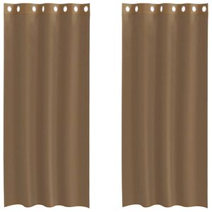 vidaXL Tende in Voile con Occhielli 2 pz Marrone Chiaro