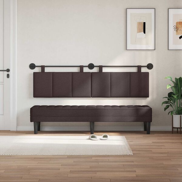 vidaXL Testata appesa Rigato Marrone Scuro 190 x 55 x 5 cm Tessuto