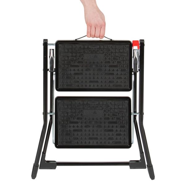 Escalo Sgabello Pieghevole con Gradini 150 kg Metallo Nero