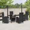 vidaXL Set da Pranzo per Giardino con cuscino 5 pcs Nero polyrattan