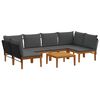vidaXL 7 pcs Legno massiccio di acacia e corda Naturale