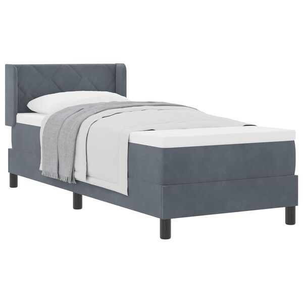 vidaXL Letto a molle con materasso Grigio scuro 200 x 80 cm Poliestere