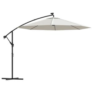 vidaXL Ombrellone Pensile con Luci LED 300 cm Sabbia Palo in Metallo