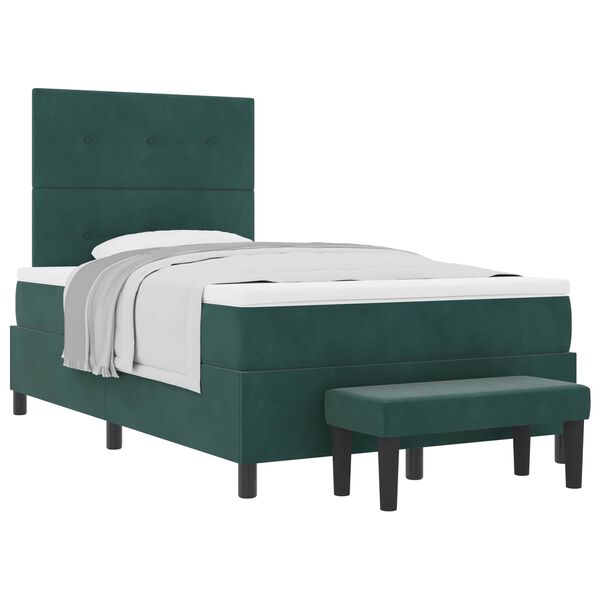 vidaXL Letto a molle con materasso Verde Scuro 120 x 200 cm Velluto