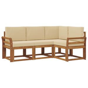 vidaXL Set di divani da esterno con cuscino 4 pcs Naturale e Beige