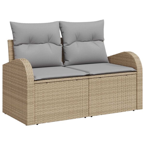 vidaXL Set Divano da Giardino con cuscino 8 pcs Beige Poly Rattan