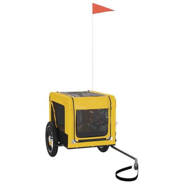 vidaXL Rimorchio da Bici per Animali Giallo e Nero Oxford e Ferro