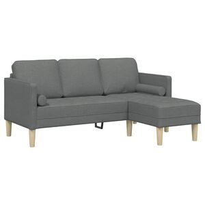 vidaXL Set di divani Grigio scuro 173 x 131 x 67 cm Poliestere