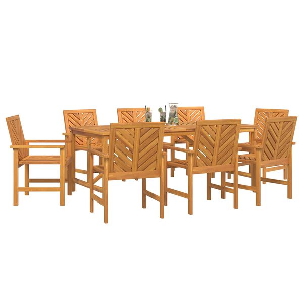 vidaXL Set da Pranzo per Giardino 9 pcs Marrone