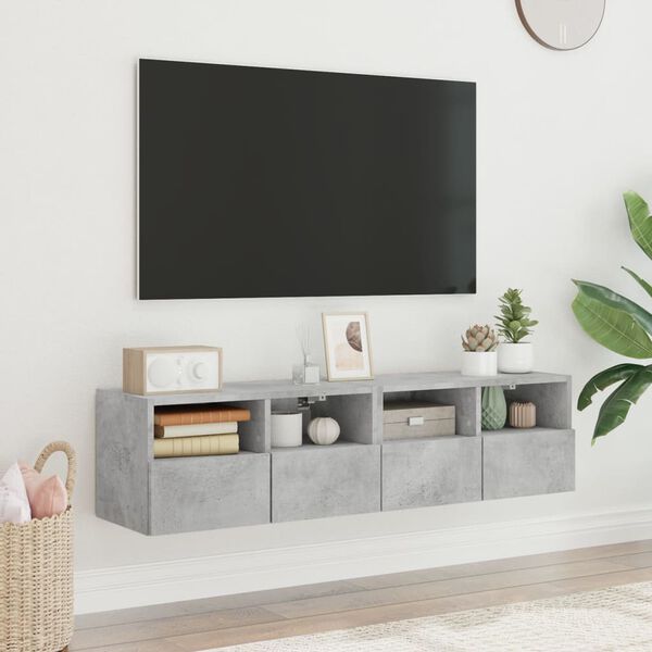vidaXL Mobili TV Muro 2pz Grigio Cemento 60x30x30 cm Legno Multistrato
