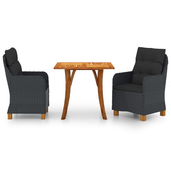 vidaXL Set Mobili da Pranzo per Giardino 3 pz Grigio Scuro