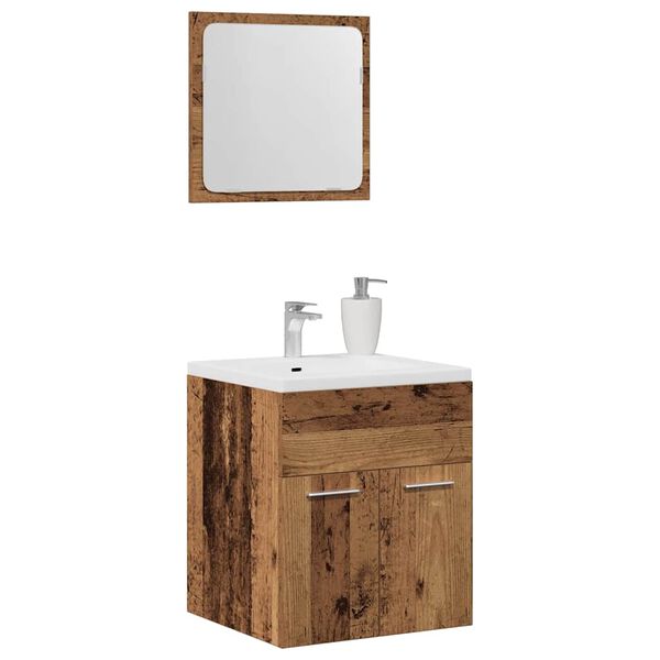 vidaXL Set Mobili da Bagno 2 pz Legno Antico in Legno Multistrato