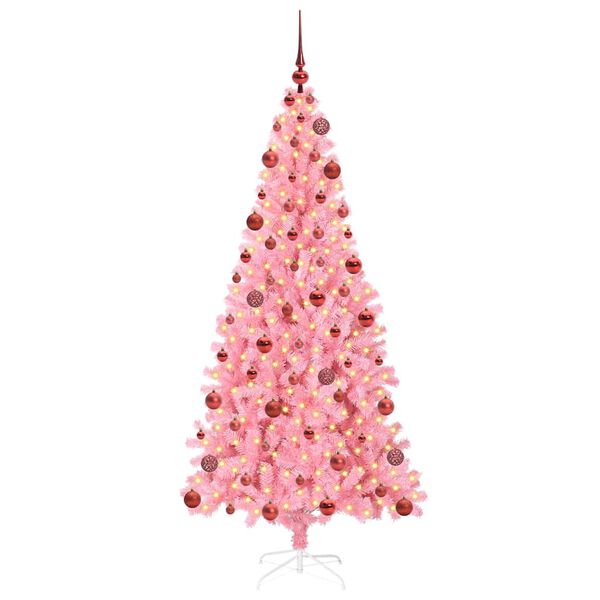 vidaXL Albero di Natale con 300 LED con supporto Rosa 180 cm PVC
