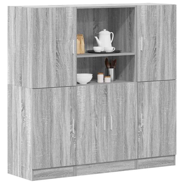 vidaXL Set di Mobili da Cucina 3 pz Grigio Sonoma in Truciolato