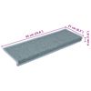 vidaXL Tappetini per scale 15 pz 65x21x4 cm Blu mare con bordo rettangolare